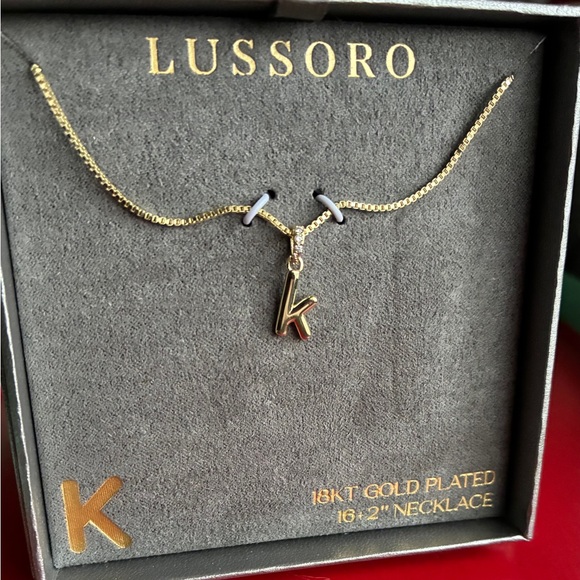 Gold Plated 'K' Initial Necklace - Picture 2 of 6